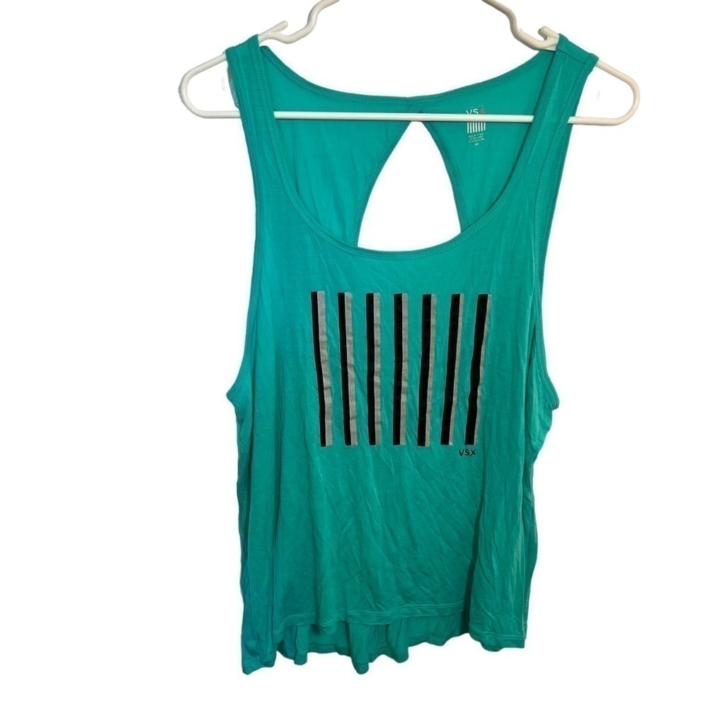VSX Sport Victoria's Secret Women's Size Medium Athletic Tank Green Black Stripe